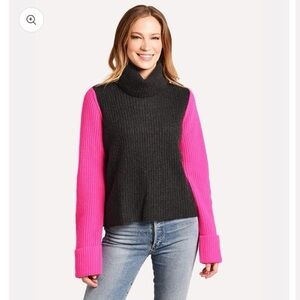 AUTUMN CASHMERE
Cuffed Color Block Shaker Mock Sweater